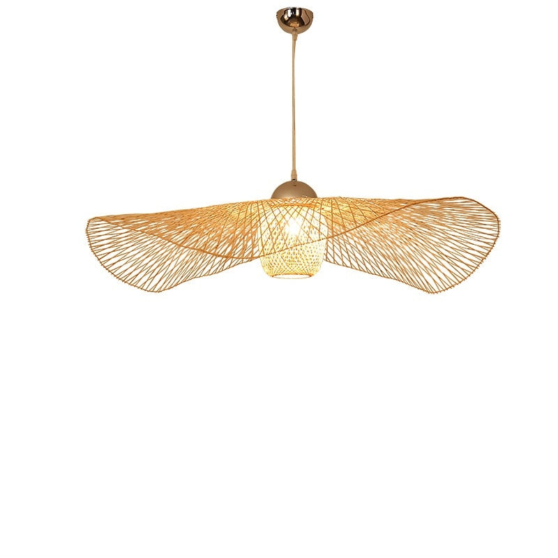 Suspension chapeau en bambou tressé à la main Rizière, coloris bambou