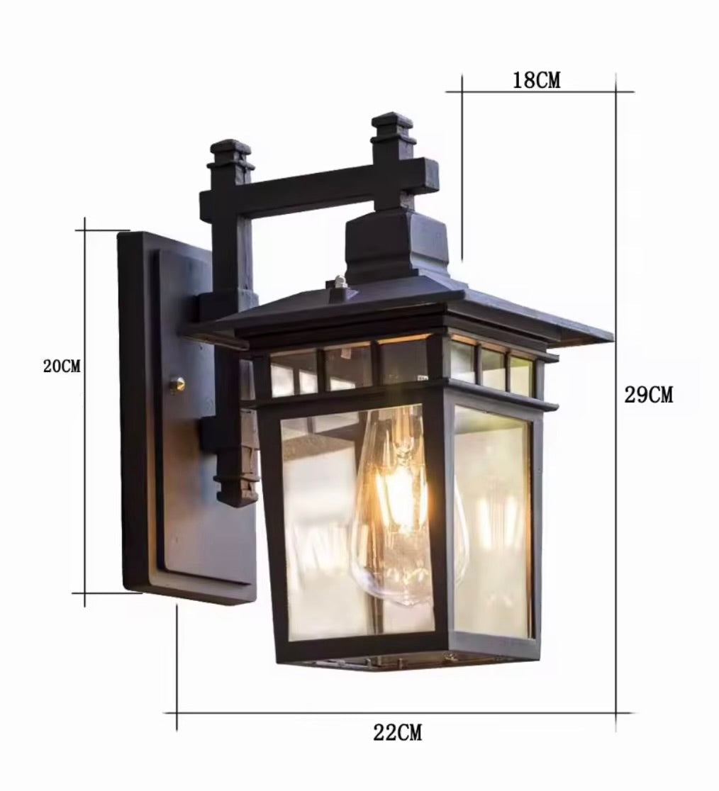 Lanterne d'extérieur murale rétro en aluminium et verre Patio