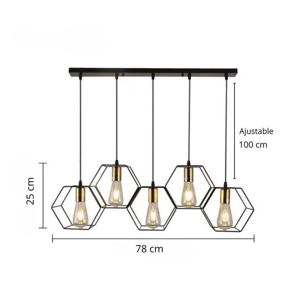 Suspension trois cadres hexagonaux noir et or Sizain – vue 3