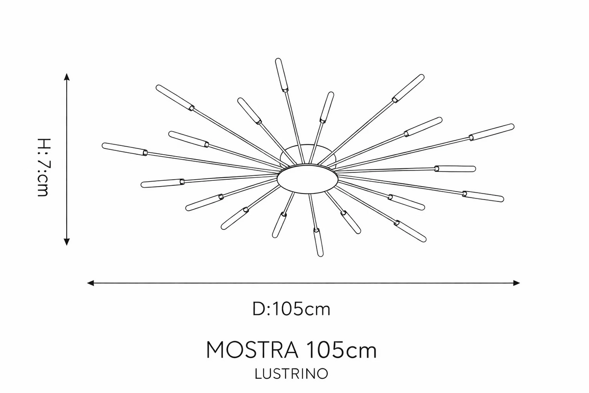 Plafonnier grand format tiges dorées rayonnantes Zinnia – vue 6