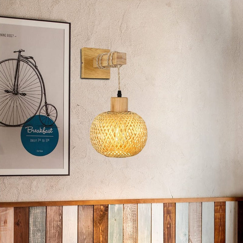 Applique murale globe en osier tressé Nasse – vue 3