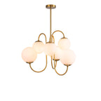 Lustre six globes blancs sur branches arquées en métal doré Magnolia – vue 2