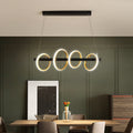 Lustre barre en métal laqué à cinq anneaux lumineux Solfège, finition noir et or – vue 3