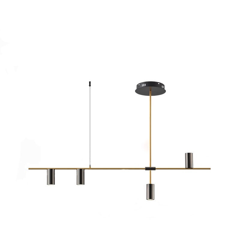 Lustre barre noire à cylindres dorés Pirouette – vue 4