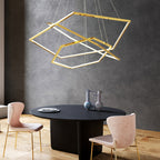 Lustre trois hexagones dorés entrelacés Triade