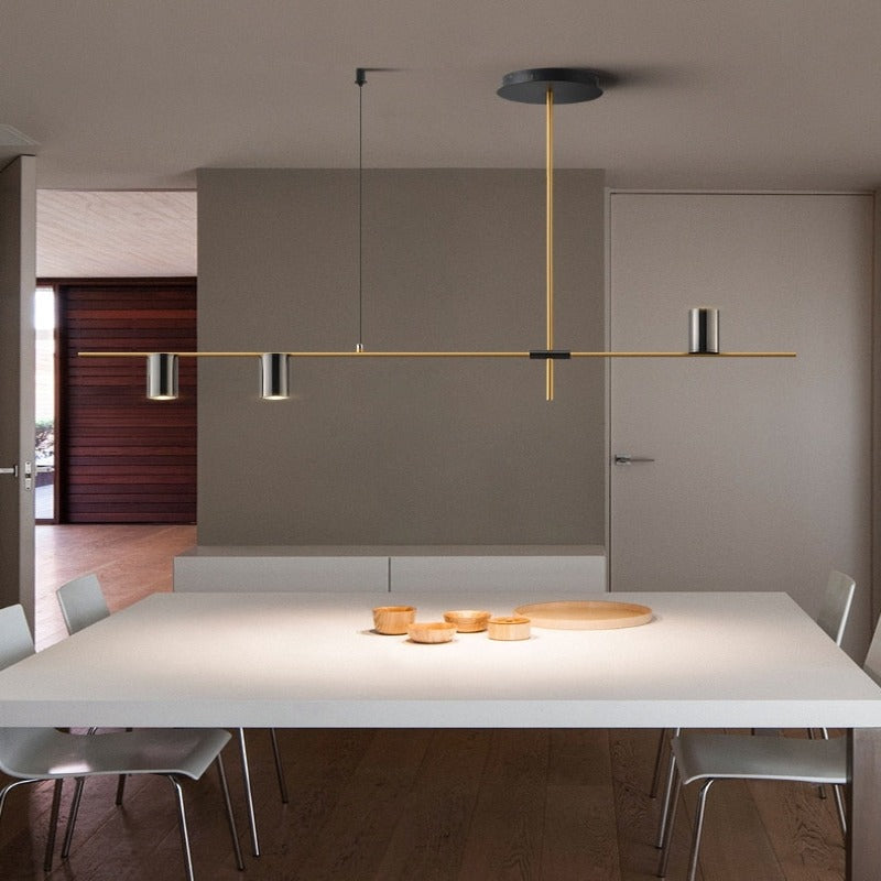 Lustre barre noire à cylindres dorés Pirouette – vue 9