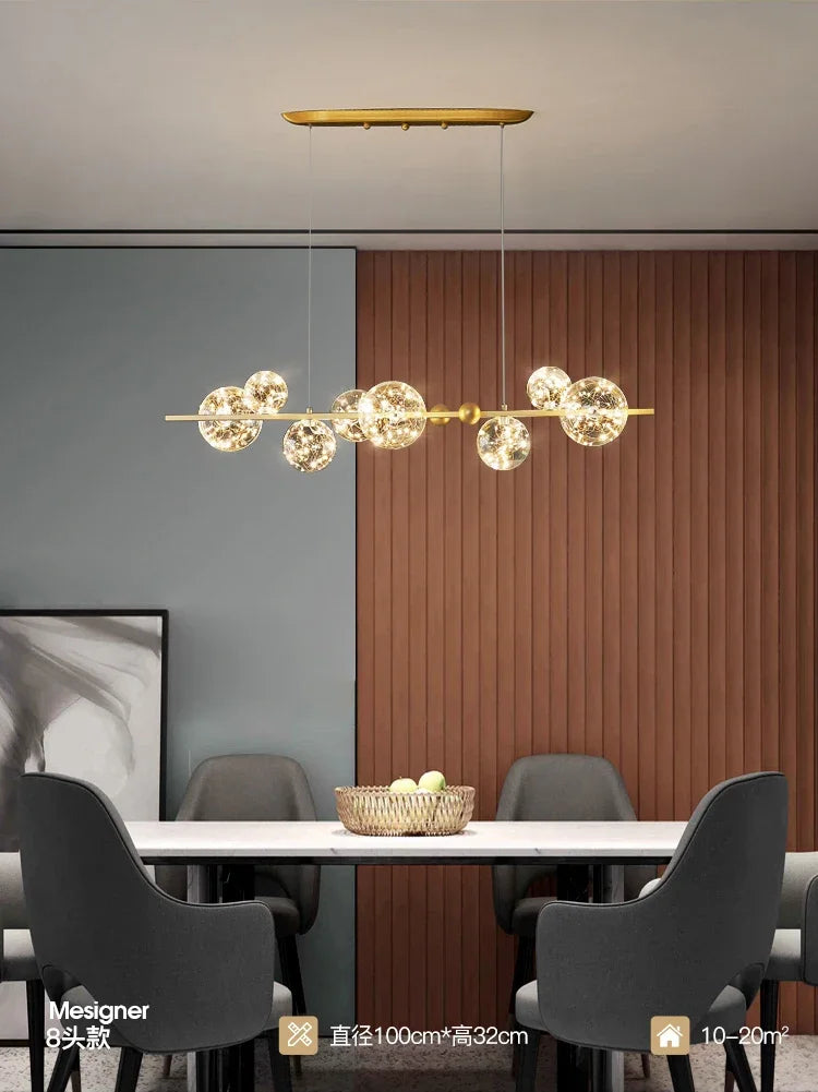 Lustre couronne dorée en fer et verre transparent Nébuleuse – vue 7