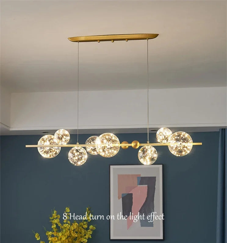 Lustre couronne dorée en fer et verre transparent Nébuleuse – vue 8