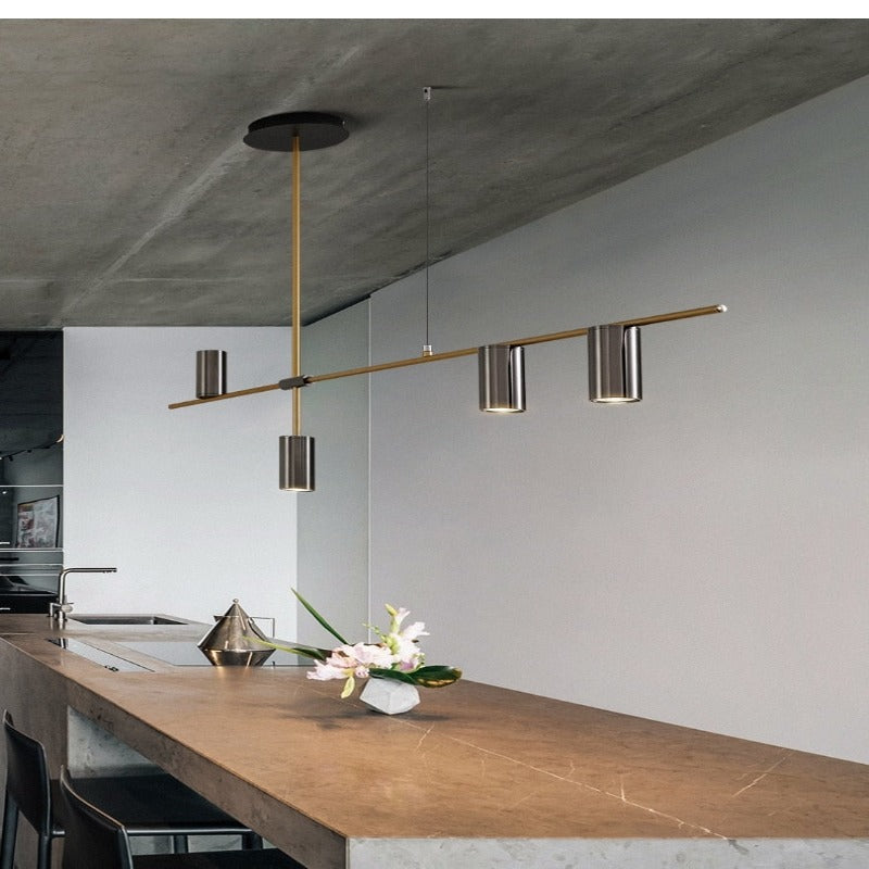 Lustre barre noire à cylindres dorés Pirouette, finition noire – vue 7