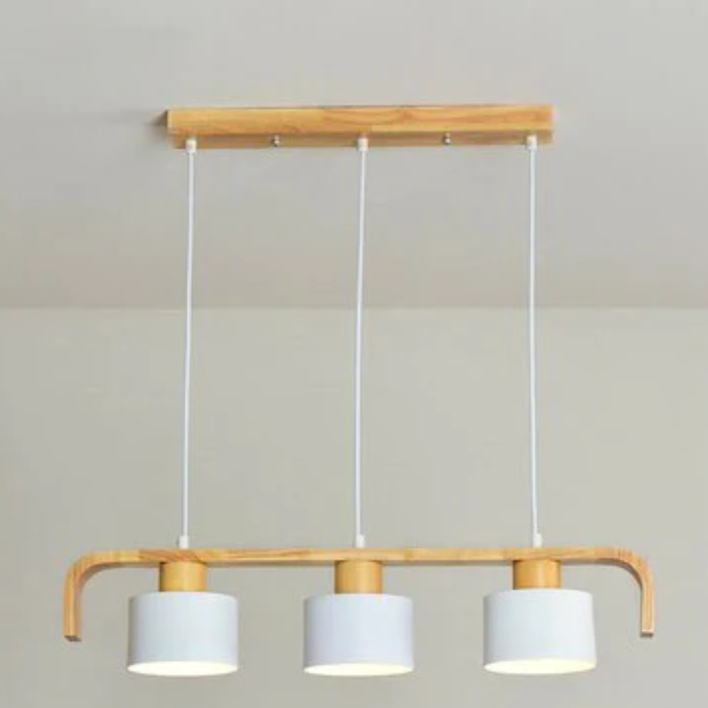 Suspension barre finition bois et cylindres blancs Tablée, finition blanche – vue 8