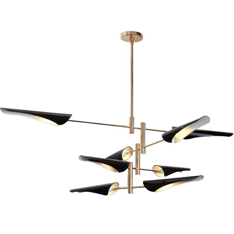Lustre bras dorés et abat-jour noirs en hélice Sarcelle – vue 4