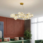 Lustre couronne dorée en fer et verre transparent Nébuleuse – vue 4