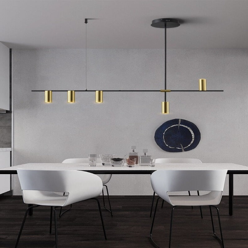 Lustre barre noire à cylindres dorés Pirouette, finition dorée – vue 8