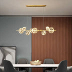 Lustre couronne dorée en fer et verre transparent Nébuleuse – vue 3