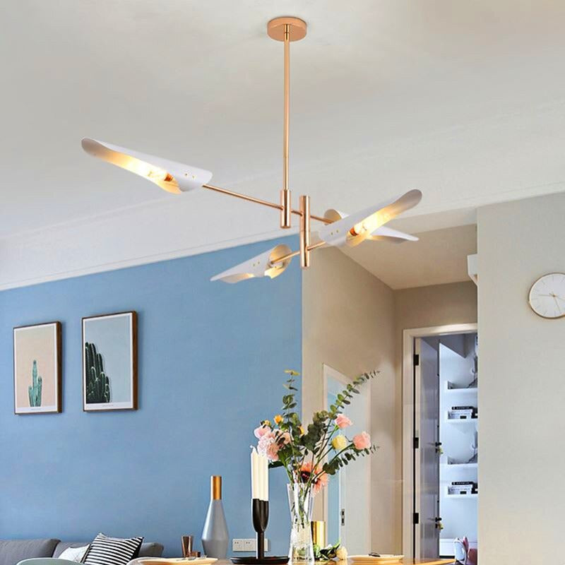 Lustre bras dorés et abat-jour noirs en hélice Sarcelle, finition blanc et or – vue 11