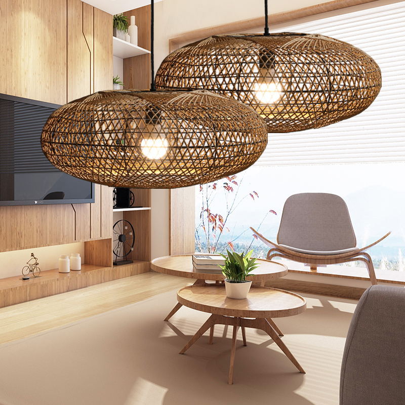 Suspension abat-jour ample en bambou Paillote – vue 2