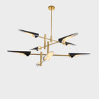 Lustre bras dorés et abat-jour noirs en hélice Sarcelle, finition noir et or – vue 3