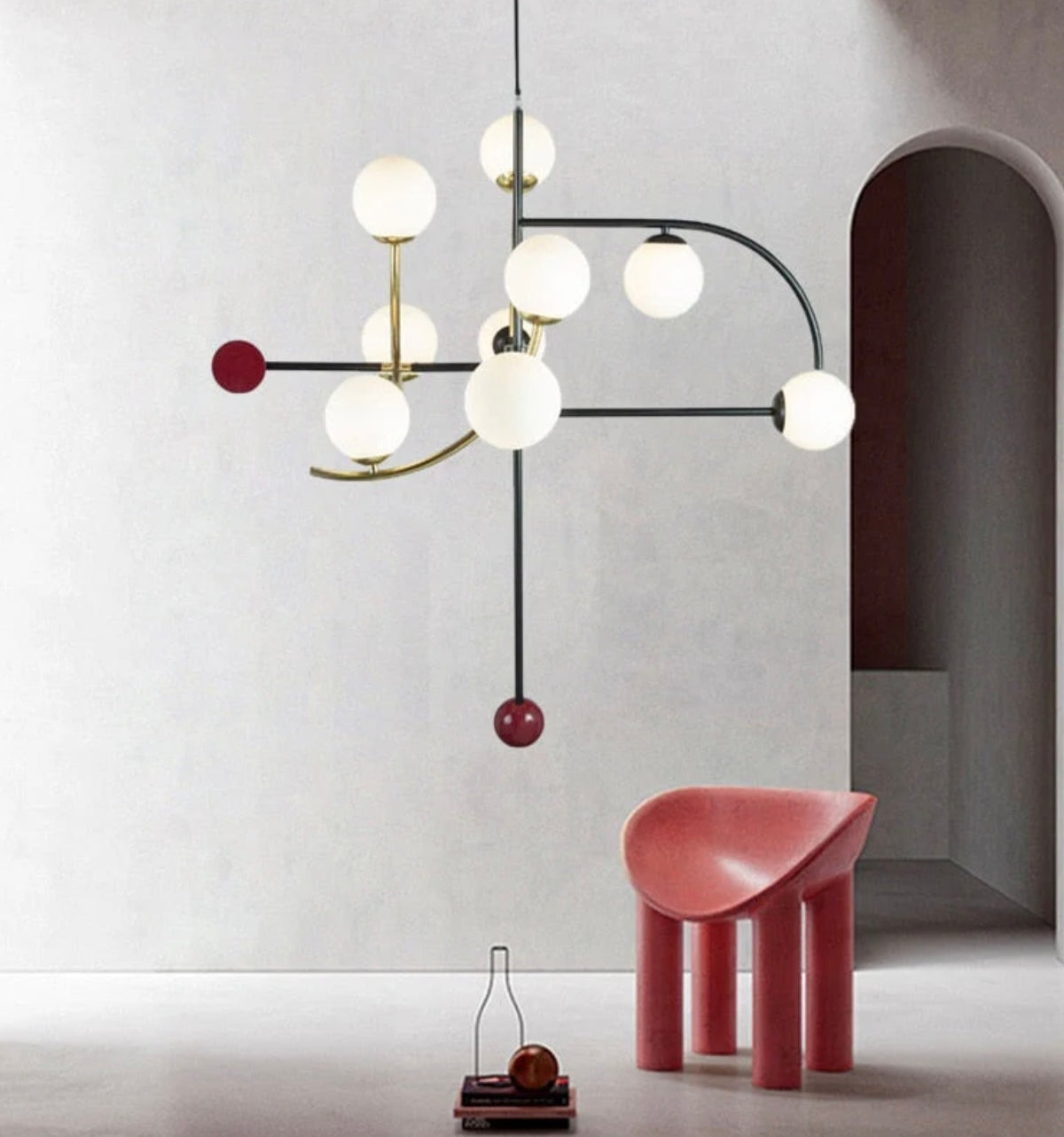 Lustre arcs en métal noir et globes en verre Trapèze – vue 5