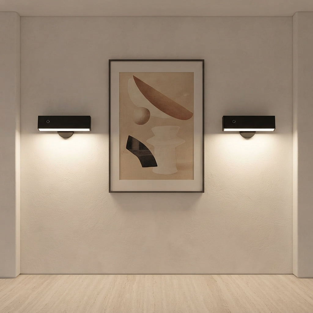 Applique murale plate noire sans fil rechargeable Carreau