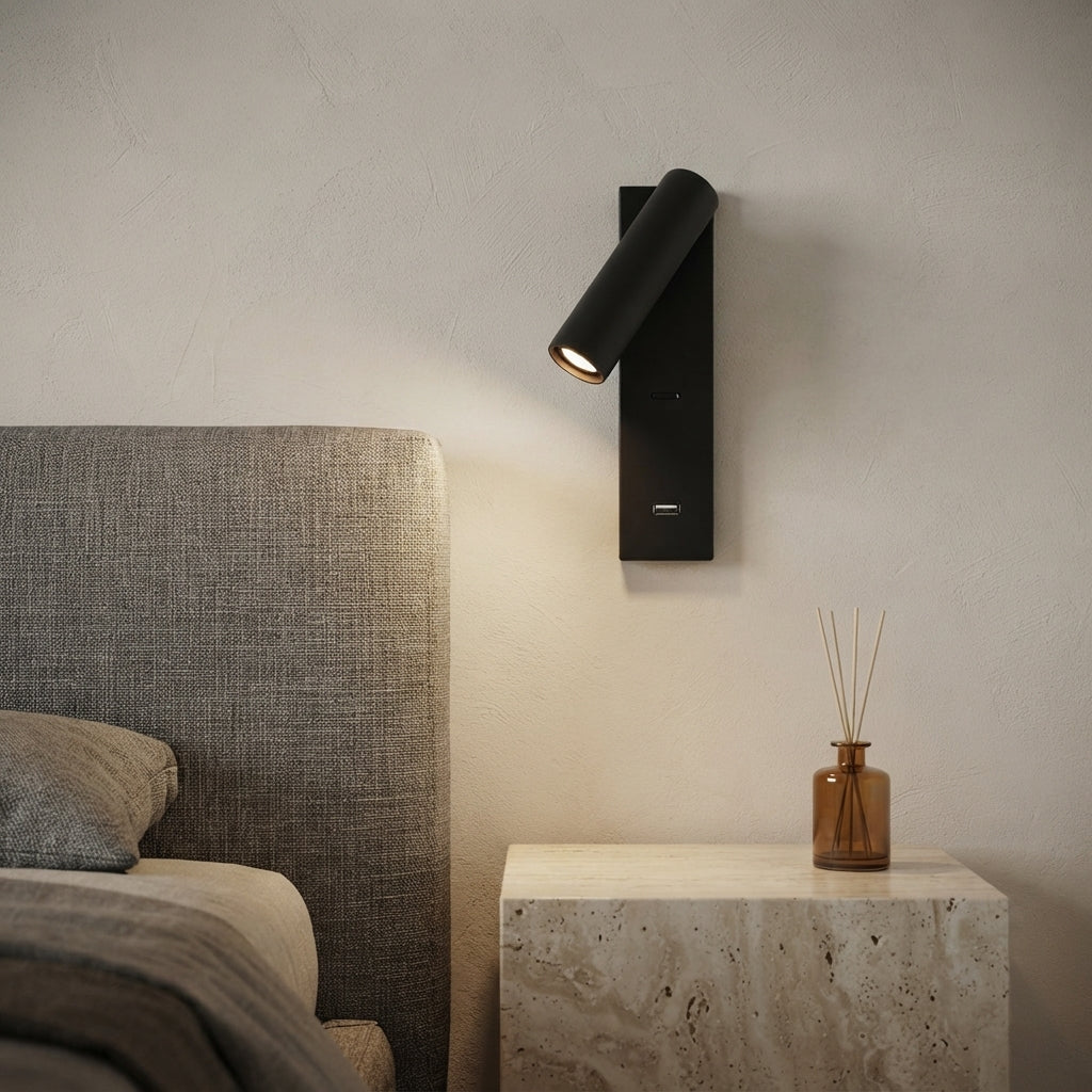 Applique murale noire spot cylindrique incliné Colophon