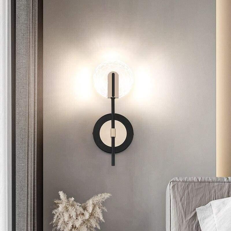 Applique murale deux disques striés en métal et verre Lentille, finition noire – vue 3