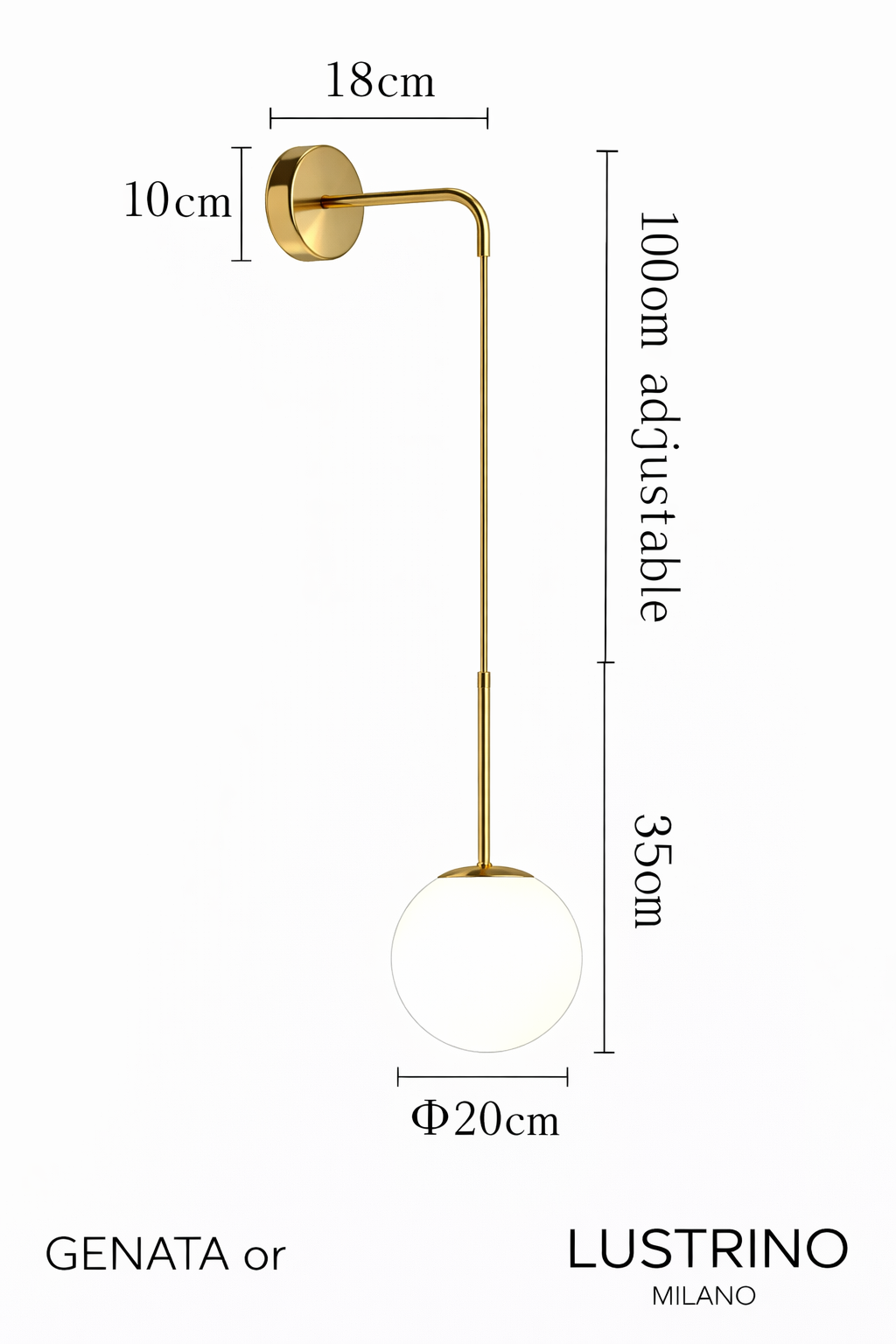 Applique murale globe suspendu au câble Plénilune – vue 5