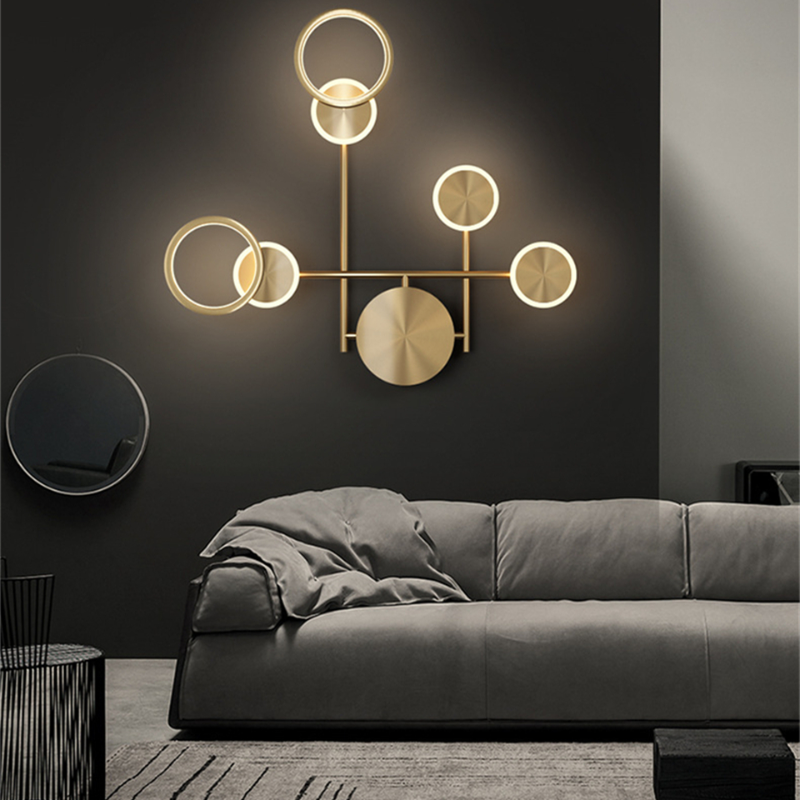 Applique murale dimmable à cercles dorés Médaillon
