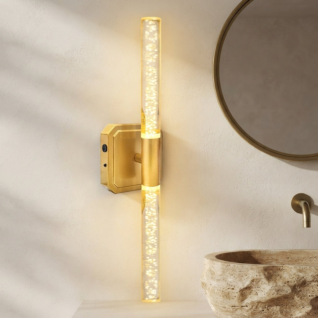 Applique murale cylindrique transparente sans fil rechargeable Bulle