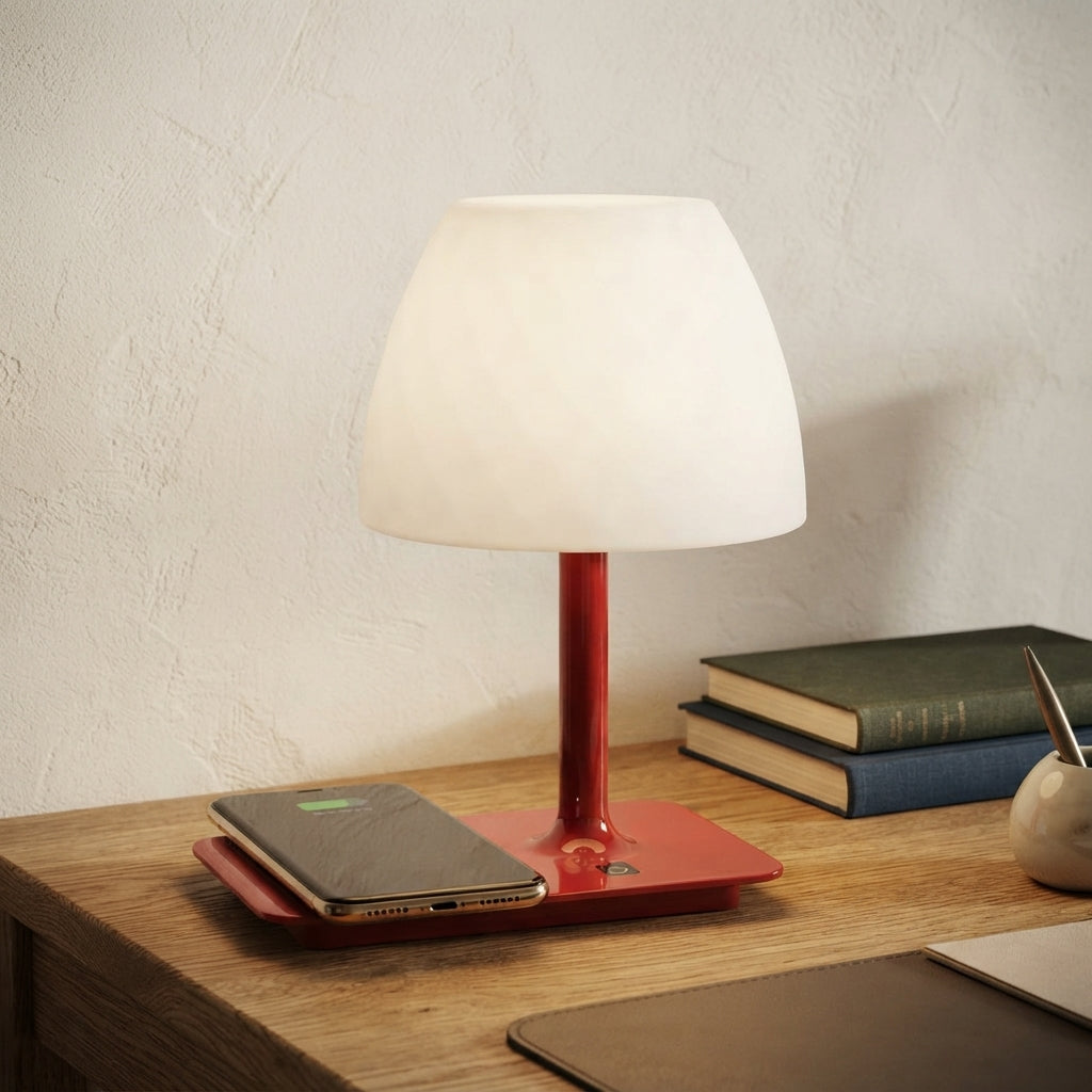 Lampe à poser sans fil rechargeable pied rouge Groseille