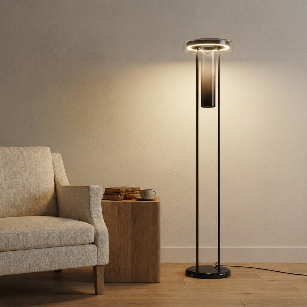 Lampadaire à cadre fin en métal noir Vero