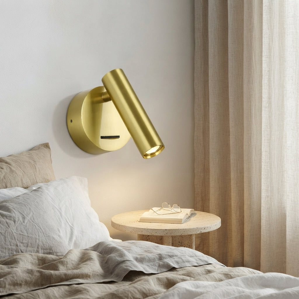 Applique murale orientable dorée spot cylindrique Basson