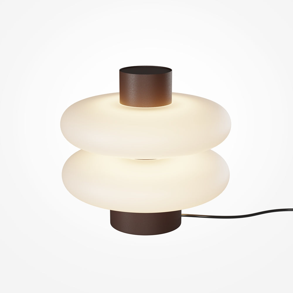 Lampe à poser deux disques blancs en métal marron Ozea
