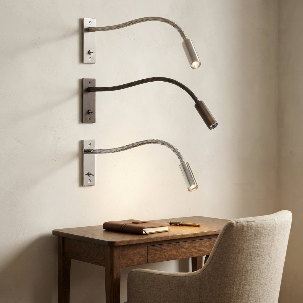 Applique murale orientable liseuse col flexible Cigogne – mise en situation (visuel d’ambiance)