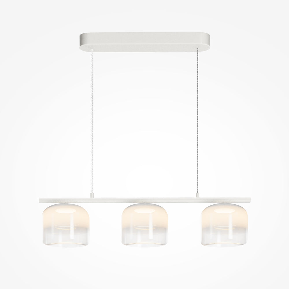 Suspension barre en métal blanc à trois cloches striées Vela