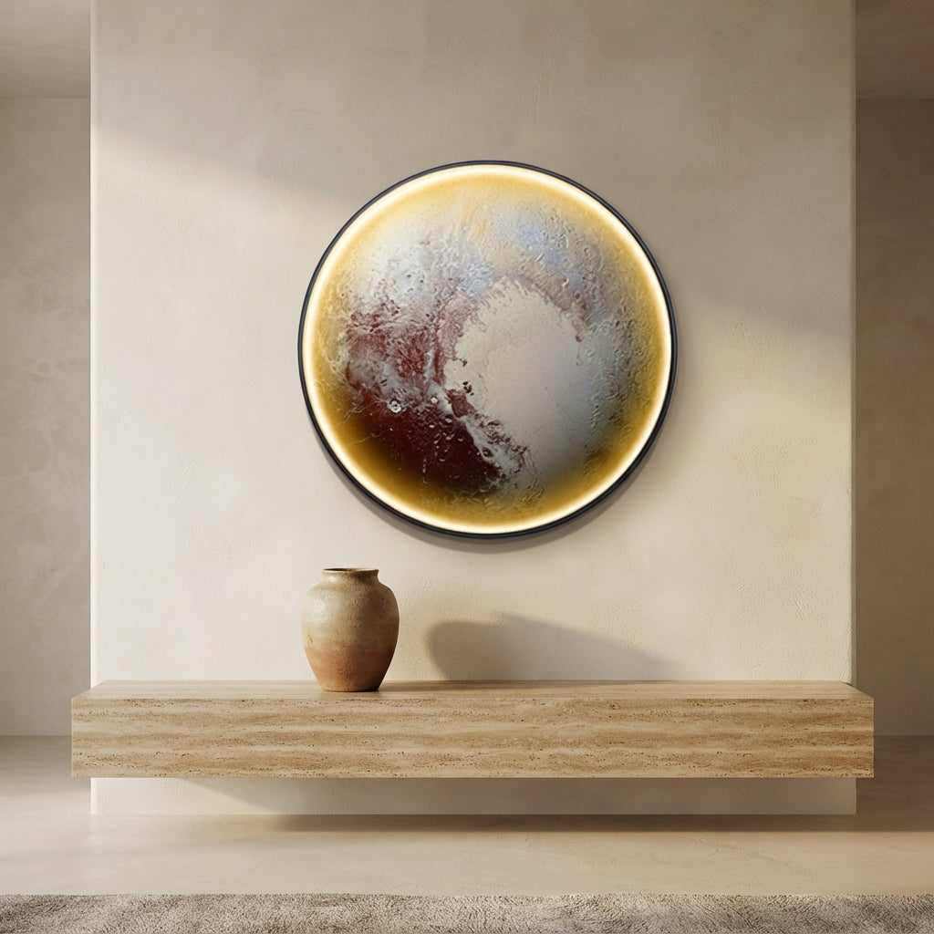 Applique murale lune ronde teintes ocre Austral