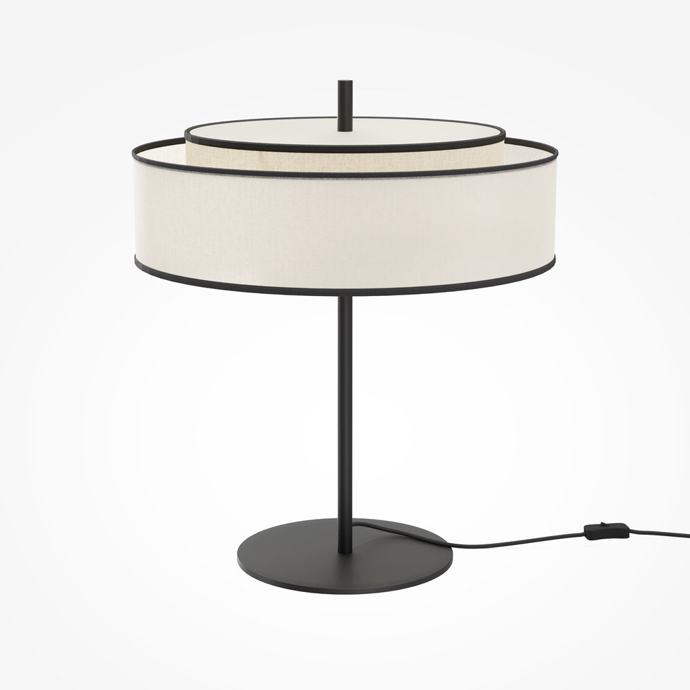 Lampe à poser abat-jour tambour blanc et métal noir Auria
