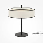 Lampe à poser abat-jour tambour blanc et métal noir Auria