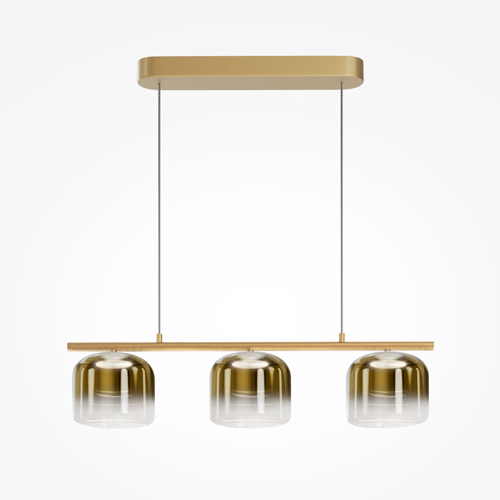Suspension barre en métal doré à trois cloches ambrées Perla