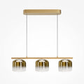 Suspension barre en métal doré à trois cloches ambrées Perla