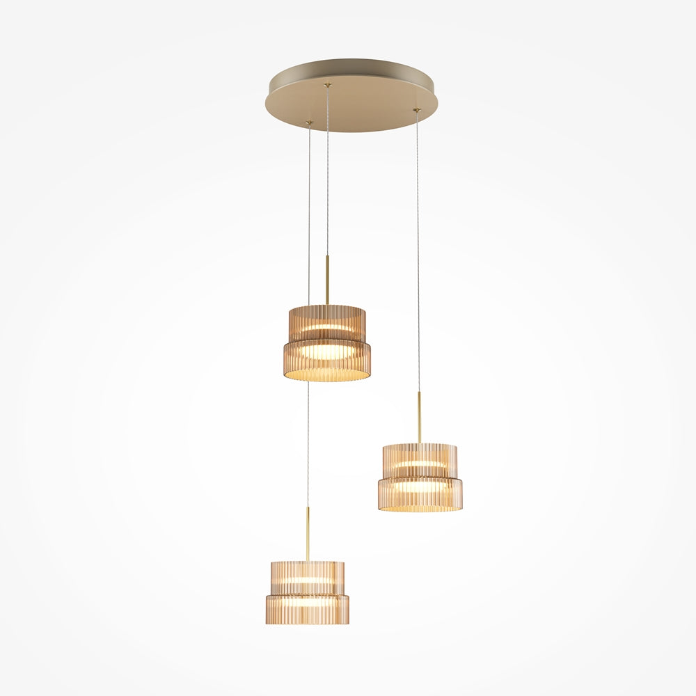 Suspension petite cloche striée en métal finition bronze Verve