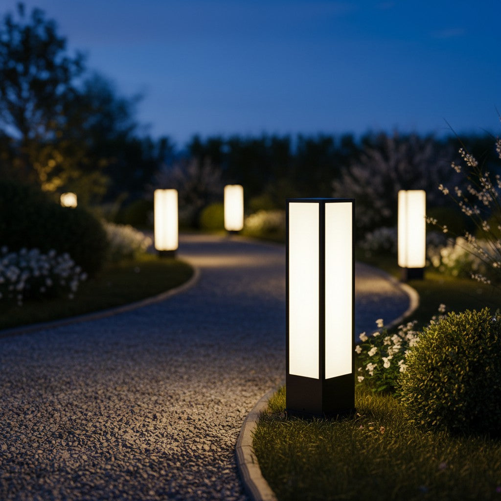 Lampadaire d'extérieur anthracite à diffuseur blanc Roccia – vue 12