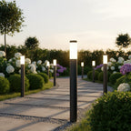 Lampadaire d'extérieur cylindre noir mat en acier inoxydable Ferrano