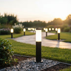 Lampadaire d'extérieur cylindre noir mat en acier inoxydable Ferrano – vue 2