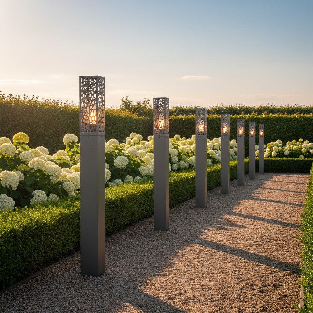 Lampadaire d'extérieur en acier inoxydable et verre clair Bronzia