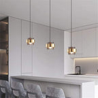 Suspension petit cylindre en laiton brillant Sequin