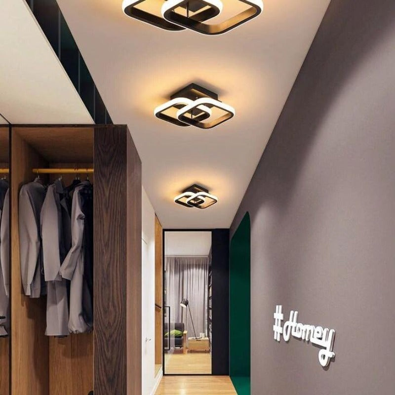 Plafonnier compact noir à carrés lumineux Quadrille