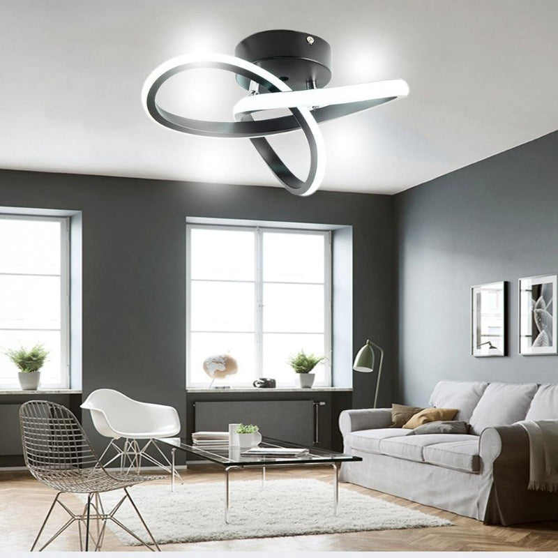 Plafonnier ruban lumineux replié en acrylique noir Virevolte