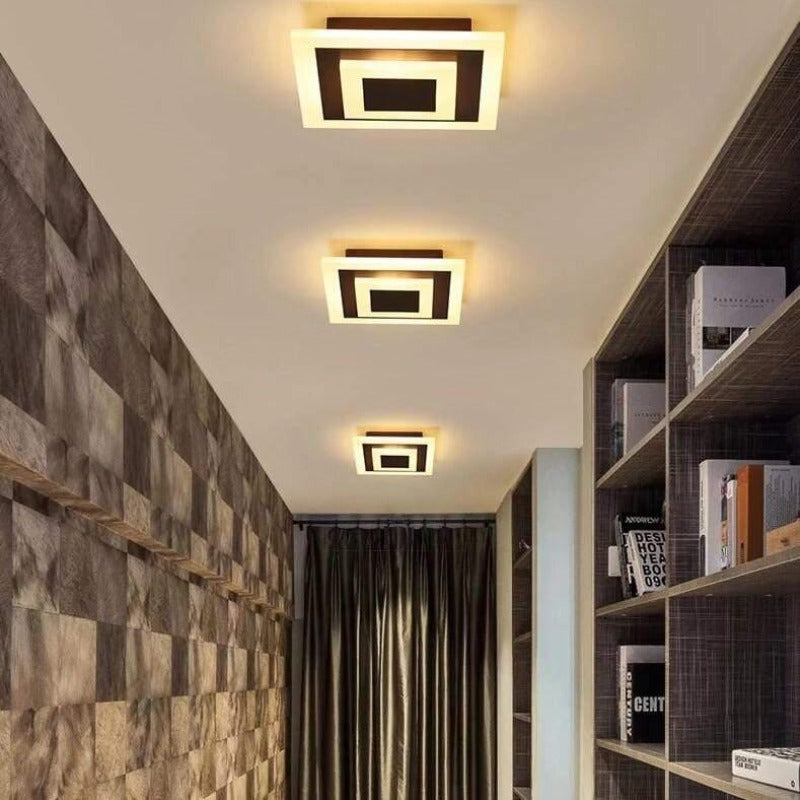 Plafonnier carré compact marron lumière vers le bas Tesselle
