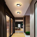 Plafonnier compact noir à anneau lumineux Rouelle