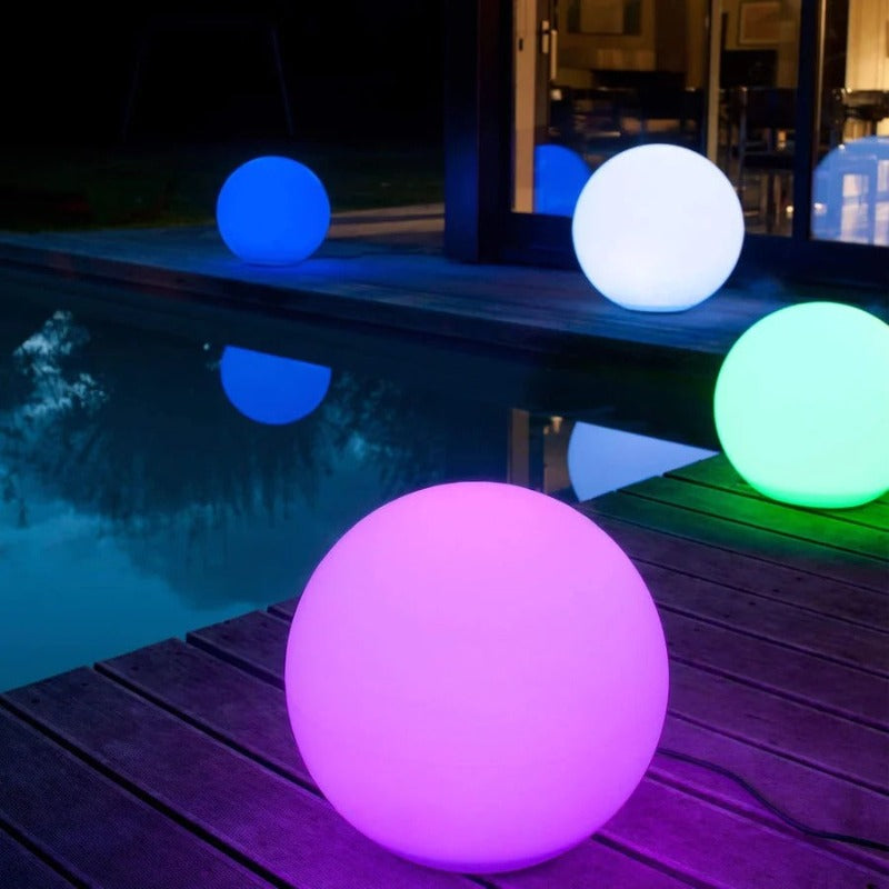 Lampe à poser d'extérieur sphère lumineuse blanche Nymphéa – vue 3
